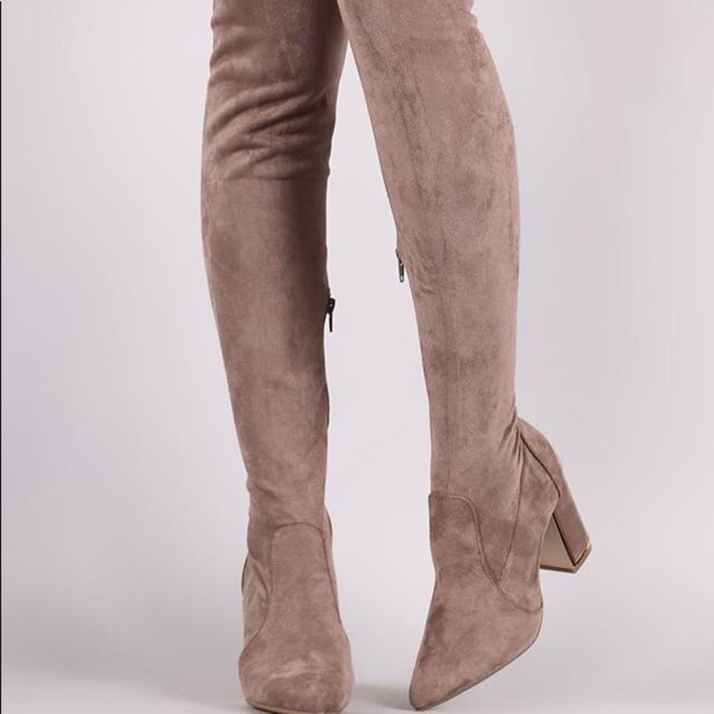 Thigh high nude boots